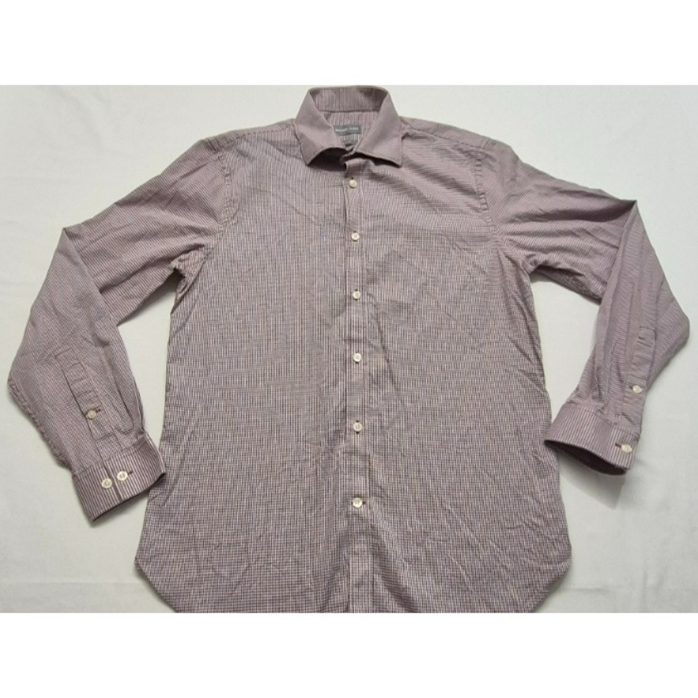 Michael Kors Slim‎ Fit men's red/white check long sleeve dress shirt sz 15.5